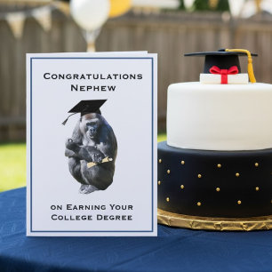 Congratulations Nephew Degree Funny Gorilla Card