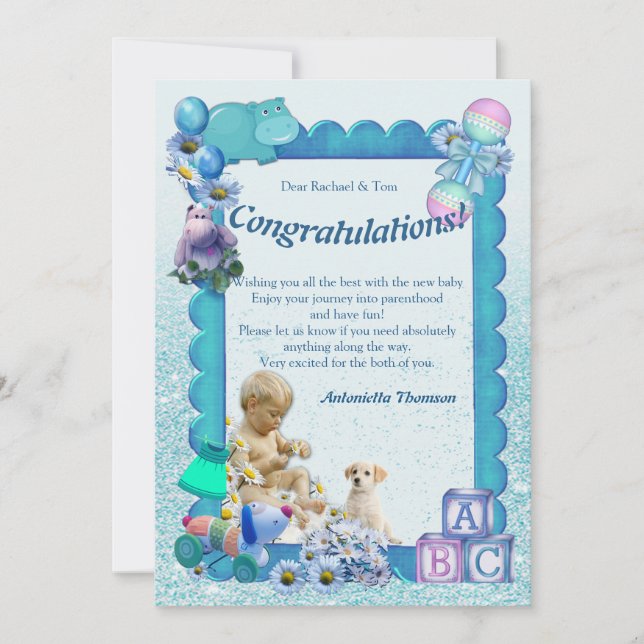 Congratulations New Baby BOY Card (Front)