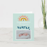 Congratulations New Baby Boy Photo Rainbow Card