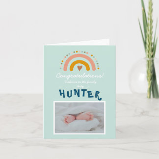 Congratulations New Baby Boy Photo Rainbow Card