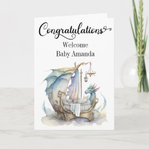 Congratulations New baby Fantasy Dragon Crib Card
