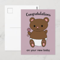 Congratulations New Baby Girl Bear Pink