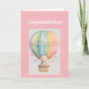 Congratulations New Baby Girl Cute Teddy Bear  Card