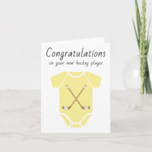 Congratulations New Hockey Baby Unisex Yellow Card