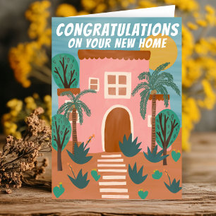 Congratulations New Home Adobe House Cactus Custom Card