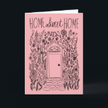 Congratulations New Home Garden Door Custom Card<br><div class="desc">Available as a digital download to quickly email and save on postage. Sweet drawing of a front door and garden to congratulate someone on their new house or welcome them to the neighbourhood! Click on “Personalise” above to edit the text. Then click "edit using design tool" to adjust the fonts,...</div>