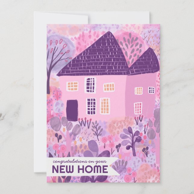 Congratulations New Home Garden Watercolor Cute Card (Front)