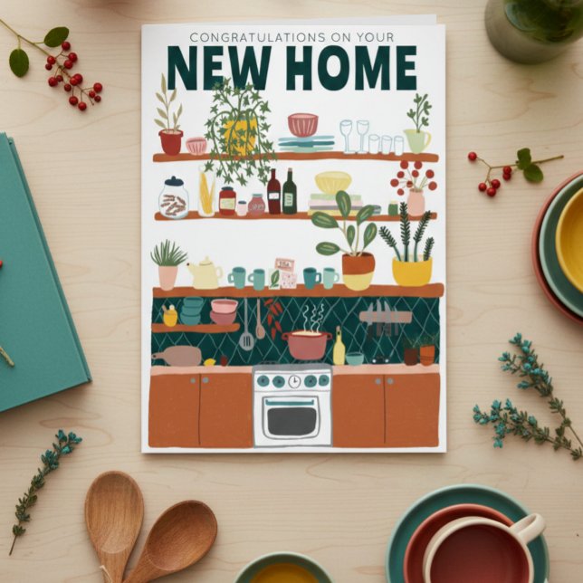 CONGRATULATIONS NEW HOME MOVING Cute Kitchen Card (CONGRATULATIONS NEW HOME MOVING Housewarmoing Cute Kitchen Greeting Card
)