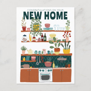 CONGRATULATIONS NEW HOME MOVING Cute Kitchen Postcard
