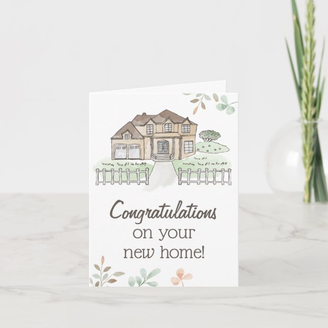 Congratulations New Home Watercolour Greeting Card (Front)