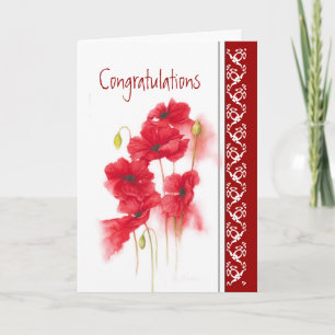 Congratulations New Job Red Poppies Garden Flower Card