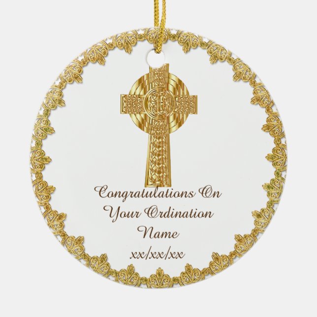 Congratulations Newly Ordained Ordainment Gift Ceramic Tree Decoration (Front)