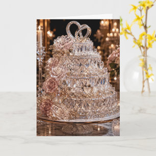 Congratulations Newlyweds Crystalline Glass Cake  Card