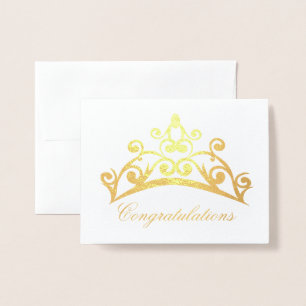 Congratulations Note Card-Pageant Crown Foil Card