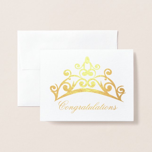 Congratulations Note Card-Pageant Crown Foil Card (Front With Envelope)