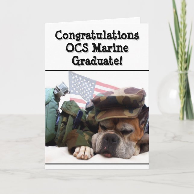 Congratulations OCS Marine boxer dog greeting card (Front)