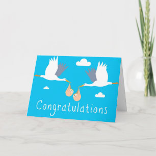 Congratulations of the Birth Card (Boy Twins)