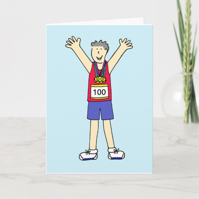 Congratulations on 100th Marathon, for Him. Card (Front)
