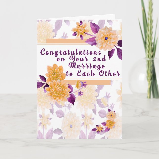 Congratulations on 2nd Wedding to Each Other Card (Front)