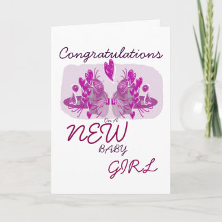 Congratulations on a new baby girl pink card