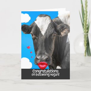 Congratulations on Becoming Vegan Cow Humour Holiday Card