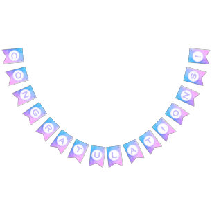 Congratulations! on Blue Purple Ombre Watercolor Bunting