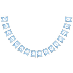 Congratulations! on Blue Watercolor Wash Bunting