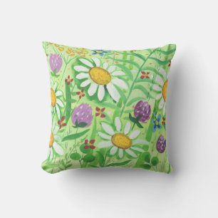 Congratulations on Easter. Hares and flowers Cushion