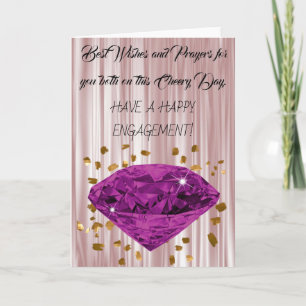Congratulations on Engagement, Gold Purple Diamond Card