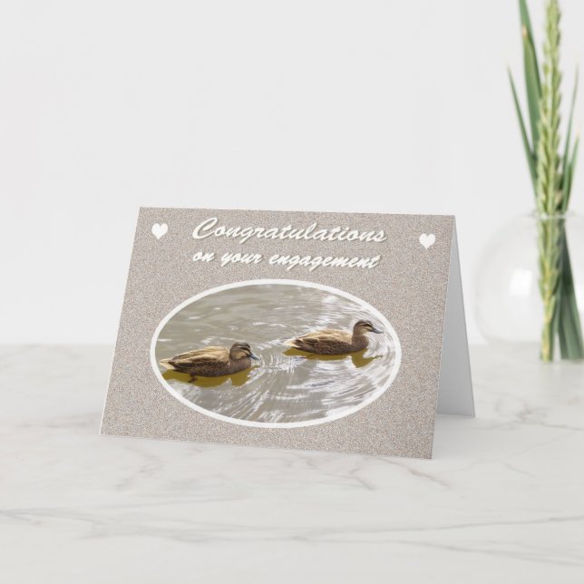 Congratulations on Engagement, Pair of Wood Ducks Card (Front)