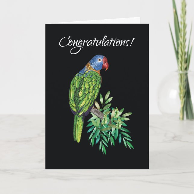 Congratulations on Getting New Parrot Bird Card (Front)