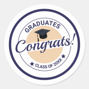 Congratulations on graduation customisable elegant classic round sticker