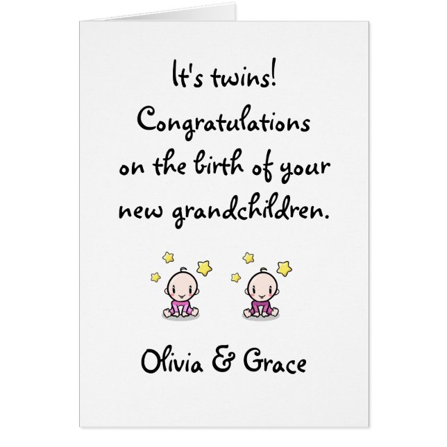 Congratulations On Grandchildren, Twin Girls (Front)