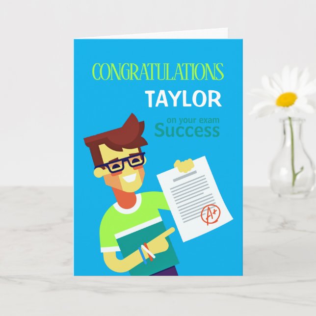 Congratulations on His Exam Success – Customisable Card (Small Plant)