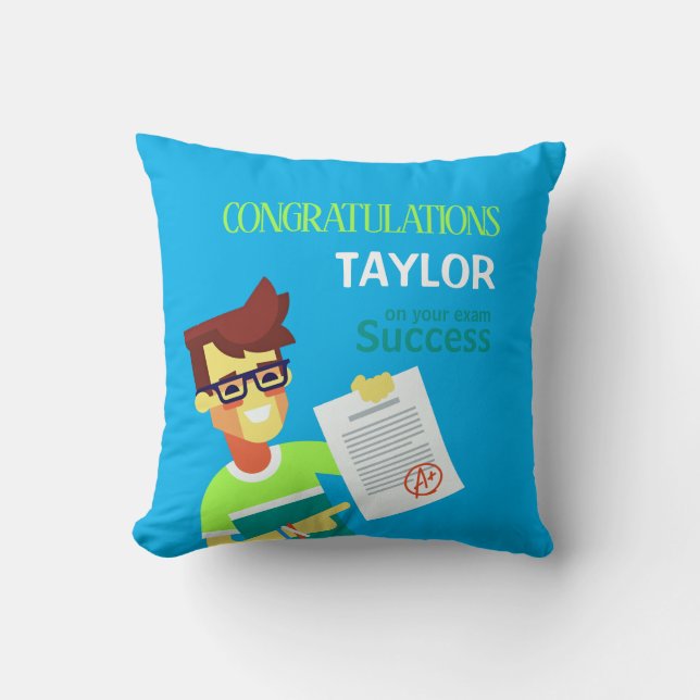 Congratulations on His Exam Success – Customizable Cushion (Front)