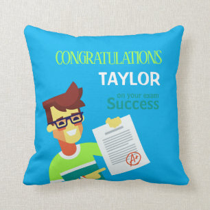 Congratulations on His Exam Success – Customizable Cushion