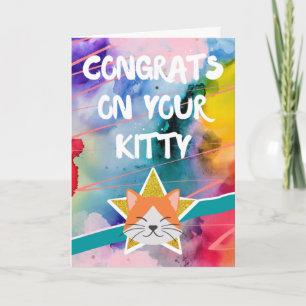 Congratulations on New Cat Pet Colourful Card
