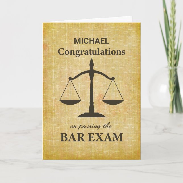 Congratulations on Passing the Bar Law Test Exam Card (Front)