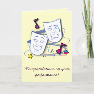 Congratulations on Play: Comedy and Tragedy Masks Card