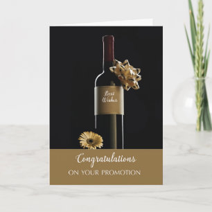 Congratulations on Promotion Wine Bottle with Bow Card