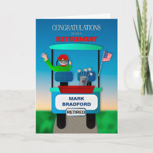 Congratulations on Retirement Golfer Riding Cart Card