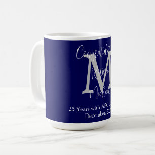 Congratulations on Retirement, Monogram, Name Blue Coffee Mug