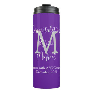 Congratulations on Retirement Monogram Name Purple Thermal Tumbler
