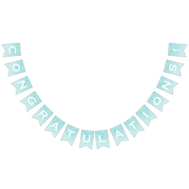 Congratulations! on Teal Watercolor Wash Bunting (All)