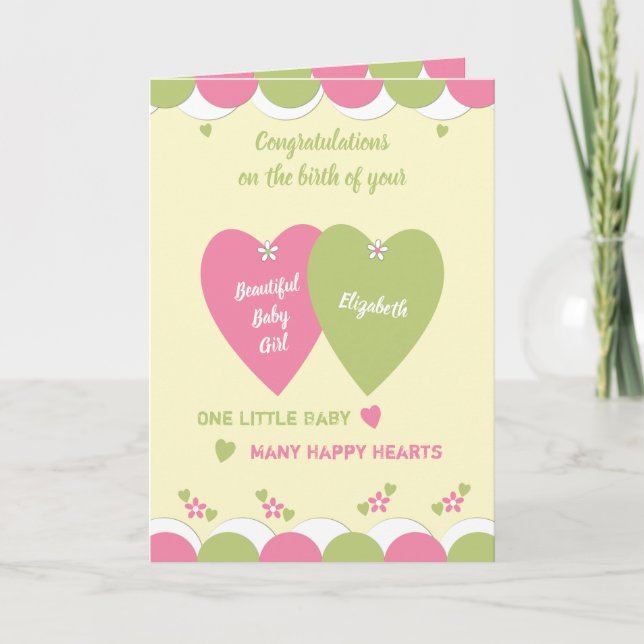 Congratulations on the birth of your baby girl card (Front)