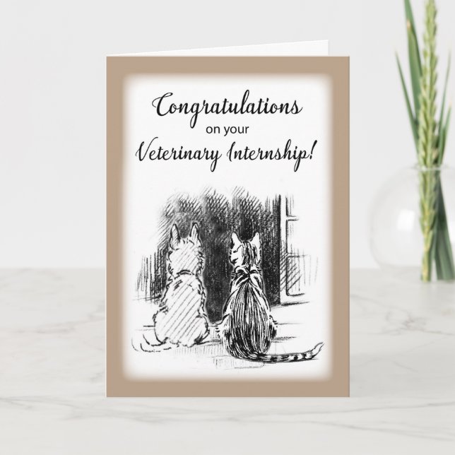 Congratulations on Veterinary Internship Dog and C Card (Front)