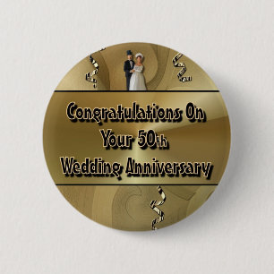 Congratulations On Your 50th Wedding Anniversary 6 Cm Round Badge