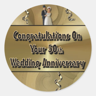 Congratulations On Your 50th Wedding Anniversary Classic Round Sticker