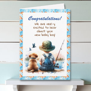 Congratulations on your Baby Boy   Fishing Themed Card