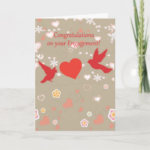 Congratulations on your engagement 2 birds& heart card